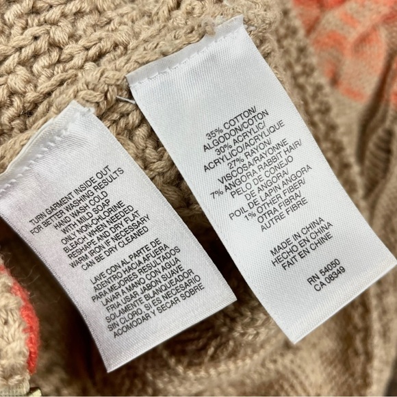 Rachel Roy Orange Tan Ombre Cable Knit Zip Cardigan Size S - Picture 4 of 5